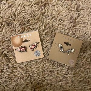 fuego axolotl and dinosaur earrings